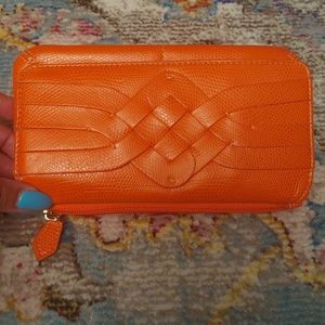 LEATHER ORANGE WALLET BY ROLFS NWOT